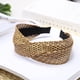 thumbnail image 4 of Diadema de paja, diadema con nudo bohemio, diadema ancha tejida a mano de color sólido para mujer MFZFUKR CPB-DE-LYY1067-1, 4 of 5