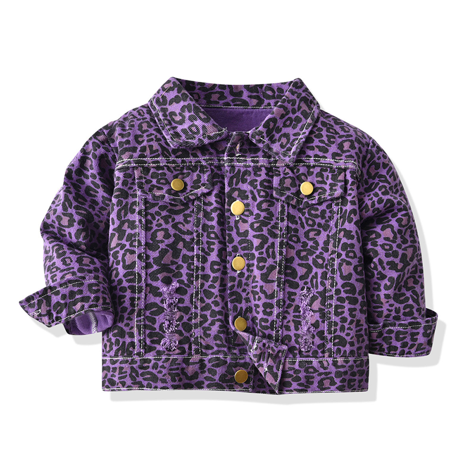Dadaria Toddler Jacket 3Months-6Years Fashion Kids Coat Boys Girls Thick Coat Denim Print Jacket Clothes Children's Jacket Purple 5-6 Years,Toddler - image 2 of 9