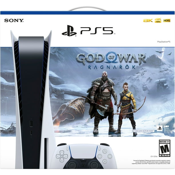 Sony Playstation 5 PS5 Disc Version Console God of War Ragnarok Bundle - Ultra-high speed SSD, 4K Blu-ray player, 6, BT 5.1, Integrated I/O, 4K and HDR, Tempest 3D AudioTech,