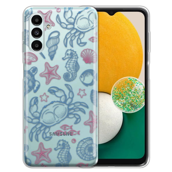 WIRESTER Transparent Soft Gel TPU Clear Case Slim Protective Cover for Samsung Galaxy A13 5G 6.5" 2021, Seashell Turtle Starfish Pattern (S2)