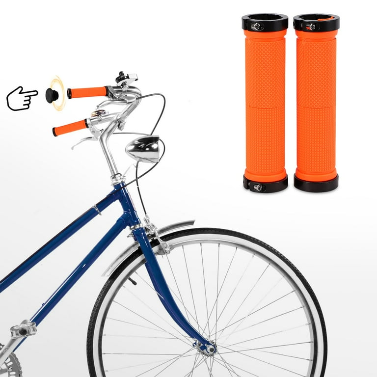 WEST BIKING YP0804081 3D Printed Bicycle Handlebar Grips Anti Slip Shock Absorbing Ountain Bike Handle Bar - Gold+Orange