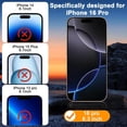thumbnail image 2 of 3 Pack Screen Protector for iPhone 16 Pro with 3 Pack Camera Lens Protector, 6.3 Inch HD Clear 9H Hardness Tempered Glass Film, Scratch Resistent, Easy Installation, Bubbles Free, 2 of 6