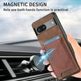 thumbnail image 5 of Nalacover Case for Google Pixel 7A Back Card Slots Wallet Case, Vintage Denim Pattern PU Leather Magnet Car Mount Cover, Full Edge Protection Anti-Drop Shockproof Case,Brown, 5 of 9