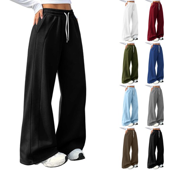 Husipze Women Barrel Sweatpants Baggy Elastic High Waist Wide Leg Trousers Drawstring Loose Fit Casual Lounge Pants Soft Comfy Pants with Pockets Black S