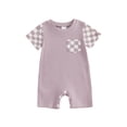 thumbnail image 1 of Mono para bebé niño, manga corta, cuello redondo, a cuadros, ropa de verano para uso diario informal., 1 of 9