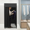 thumbnail image 3 of Modern Black Portable Dressing And Movable Fitting Room With 4 Universal Wheels, 3 of 15