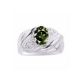 thumbnail image 1 of RYLOS Bagues pour Femmes Bague en Or Blanc 14K Pierre Précieuse Ovale 8X6MM et Diamants Design Classique Saphir Vert Bijoux pour Femmes Taille 5, 1 of 7