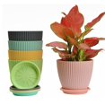 thumbnail image 3 of Macetas Macetas coloridas y lindas de resina con orificios de drenaje y bandejas Suministros de jardinería Plantas suculentas Flores Plantas verdes Jardineras, 3 of 7