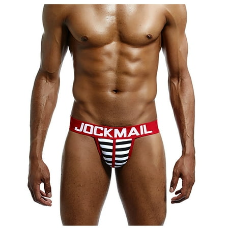 

Knosfe Mens Pouch Athletic Supporter Underwear Sexy Stripe Thong M