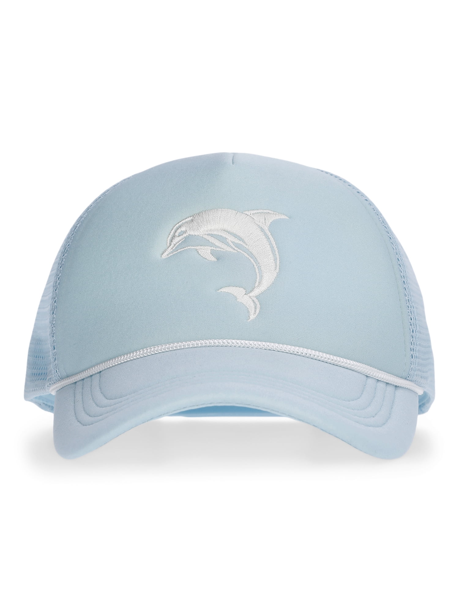 No Boundaries Embroidered Graphic Trucker Hat, Women's, Blue