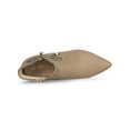 thumbnail image 4 of BLISSFUL STEP Women's Bow Pointed Toe Stiletto Heel Ankle Boots Beige (Size 10), 4 of 8
