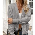 thumbnail image 3 of RXMEKW Knit Cardigan for Women, V-Neck Button Front with Patch Pockets, Oversized Relaxed Fit Long Sleeve Open Front Sweater for Layering, 3 of 5