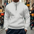 thumbnail image 2 of AWZXDE Men's Knit Quarter Zip Sweatshirt, Stand Collar Pocket Pullover, Thermal Fall Winter Top White,XXXL, 2 of 8