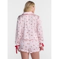 thumbnail image 3 of No Boundaries Holiday Satin Top and Shorts Sleepwear Set, 2 Piece, Women's XS-XXL, 3 of 5