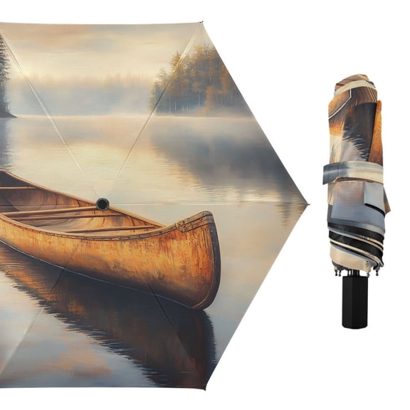 Compact Sun Umbrella Windproof Travel Umbrellas for Rain Strong Portable UV Protection Canoe on Calm Lake