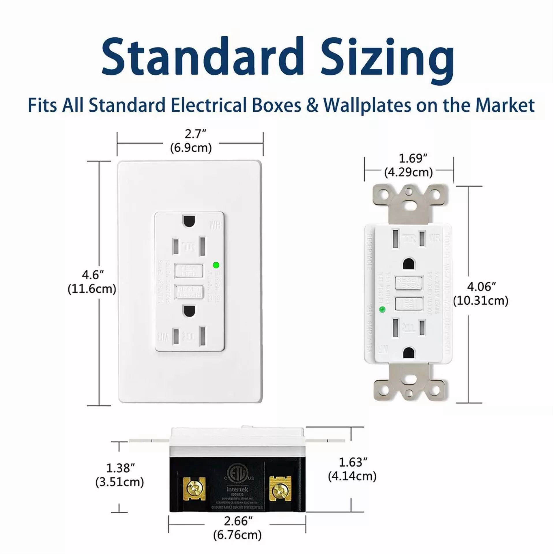 Gfi Gfci Outlet 15 Amp Ground Fault Circuit Interrupter Tr Wr With Wall Plate Us