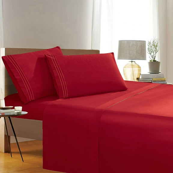 Super Soft 1500 Series Sheet Set - Deep Pocket, Wrinkle & Fade Resistant, King, Burgundy