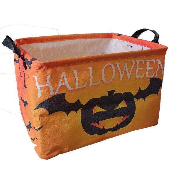 MYFLOCY Halloween Gift Basket for Kids Foldable Baby Candy Storage Bin Party Decor(Bat Winged Pumpkin)