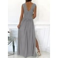 thumbnail image 2 of Womens 2023 Formal Dresses Wrap V-Neck Ruched Sexy Bridesmaid Wedding Guest Maxi Dresses, 2 of 9