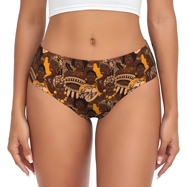 Balery Beautiful Ethnic African Women Ropa Interior de Algodón para Mujer con Dibujo – Braguitas Cómodas y Elásticas, Estilo Clásico-X-Small