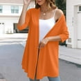 thumbnail image 5 of Htigea Women's Lightweight Open Front Cardigans Half Sleeve Casual Soft Drape Summer Cardigan Orange S, 5 of 8