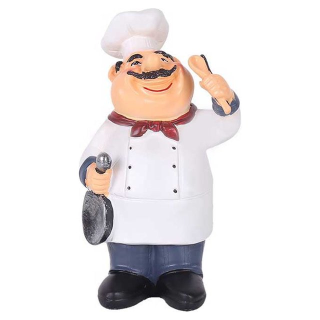 Bewildely Figuras de Chef de resina Retro, estatua de exhibición de adorno de cocina, decoración artesanal DIY, decoración de Bar, regalos, Decoración del hogar Cuchara