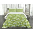 thumbnail image 3 of Ambesonne Hummingbirds Quilted Bedspread Set 3 Pcs, Garden Hummingbird, King Size, Lime Green Blue Cream, 3 of 5