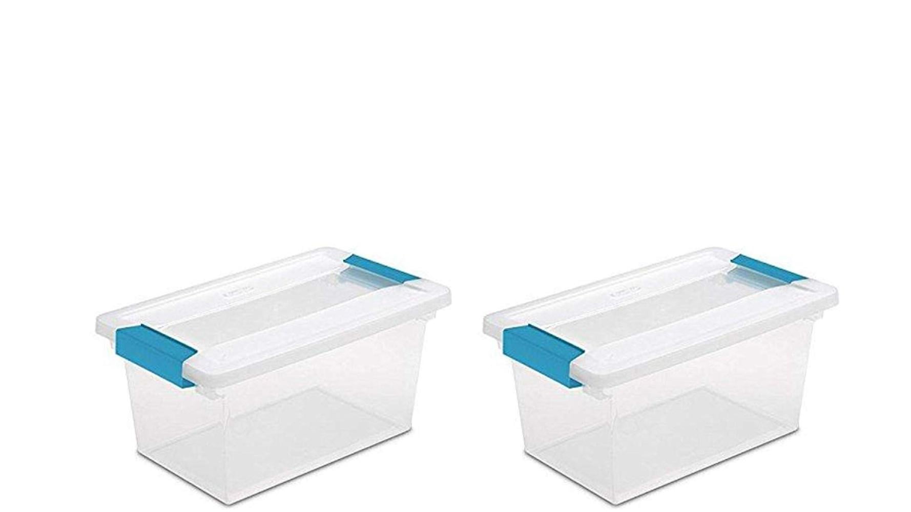 Medium Clip Box Clear Storage Container with Lid (2 Pack), Medium Clip