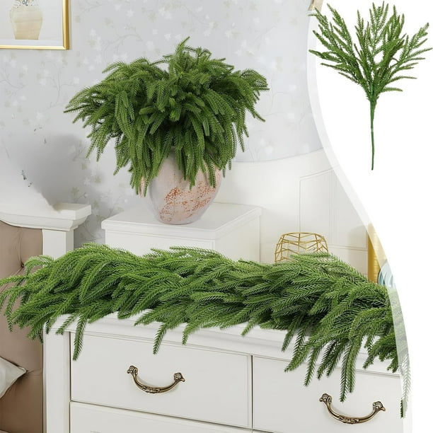 pstuiky rama artificial de pino de 50 cm (20 pulgadas), tallos verdes artificiales, ramas de pino verdes simuladas para decoración navideña del hogar.