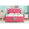 thumbnail image 5 of Miekor Furniture Full Size Upholstered Platform Bed with Trundle and Heart Shaped Decoration, Dark Pink B3A139, 5 of 8