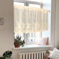 thumbnail image 2 of EFINNY Beige Lace Short Curtain for Kitchen Window Jacquard Floral Sheer Curtain Valance for Small Window Rod Pocket Top Tulle 1 Piece, 2 of 6
