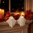 thumbnail image 5 of Light Up Ghost Table Decor, Sitting Glowing Ghost Shelf Ornaments with Warm LED Light, Cute Halloween Ghost Figurines for Bookshelf Mantel Desk, Cozy Fall Home Decor Accent (2PCS), 5 of 6