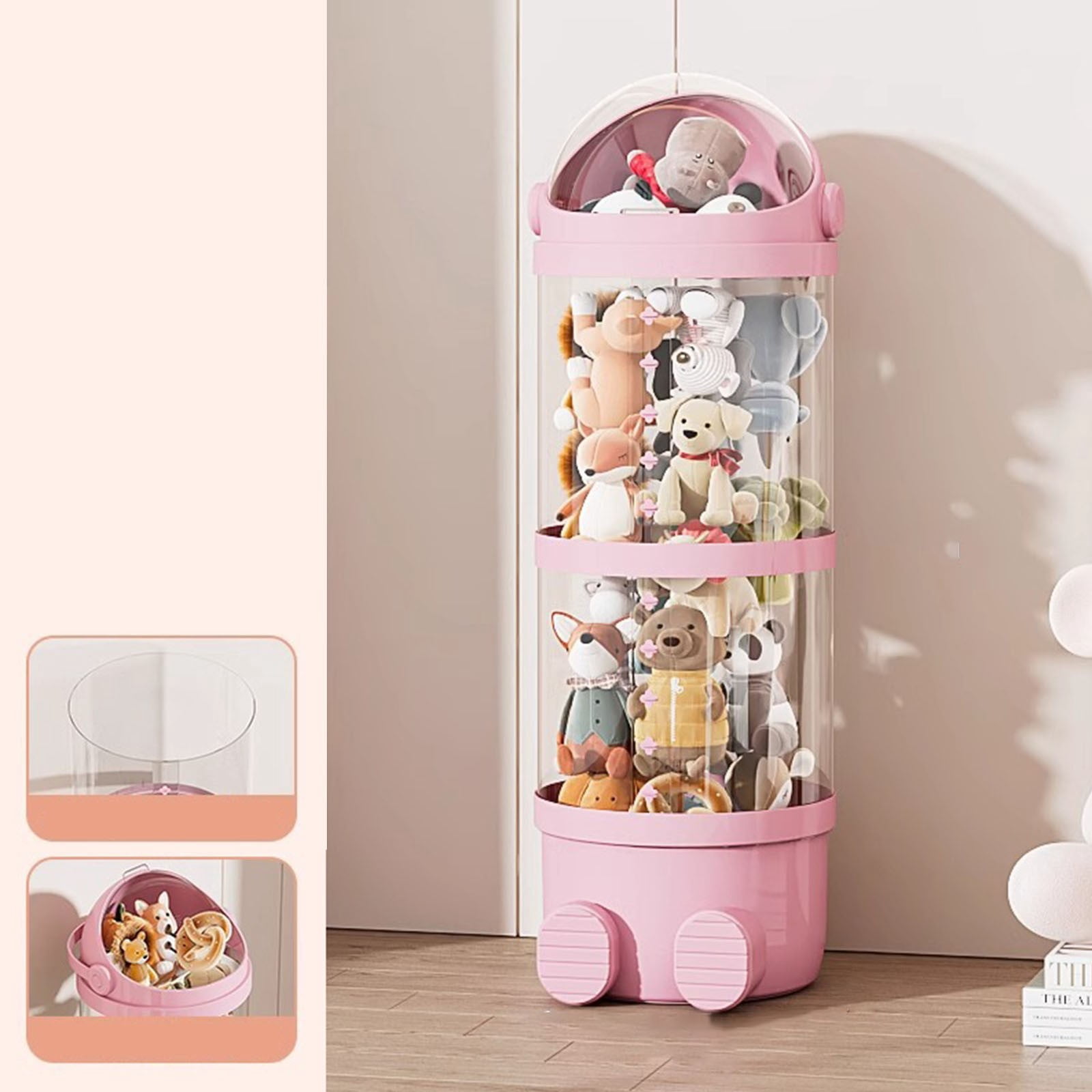 Arestory Vertical Toy Storage Tube Stuffed Animals Storage Tube Plushies Storage Stuffed Animals Organizer Tube Pet Transparent Bucket For Kids Toy OrganizerLarge Toy