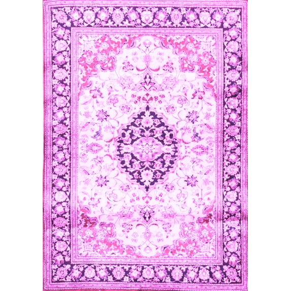 Ahgly Company Indoor Rectangle Medallion Purple Traditional Area Rugs, 2' x 4'