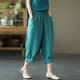thumbnail image 3 of WILLBEST Pantalones Casuales para Mujer, Corte Ajustado, Color Liso, Largo 3/4, Estilo Harén con Ribete de Encaje: elegantes y Cómodos para el Día a Día. XXXXL, 3 of 4