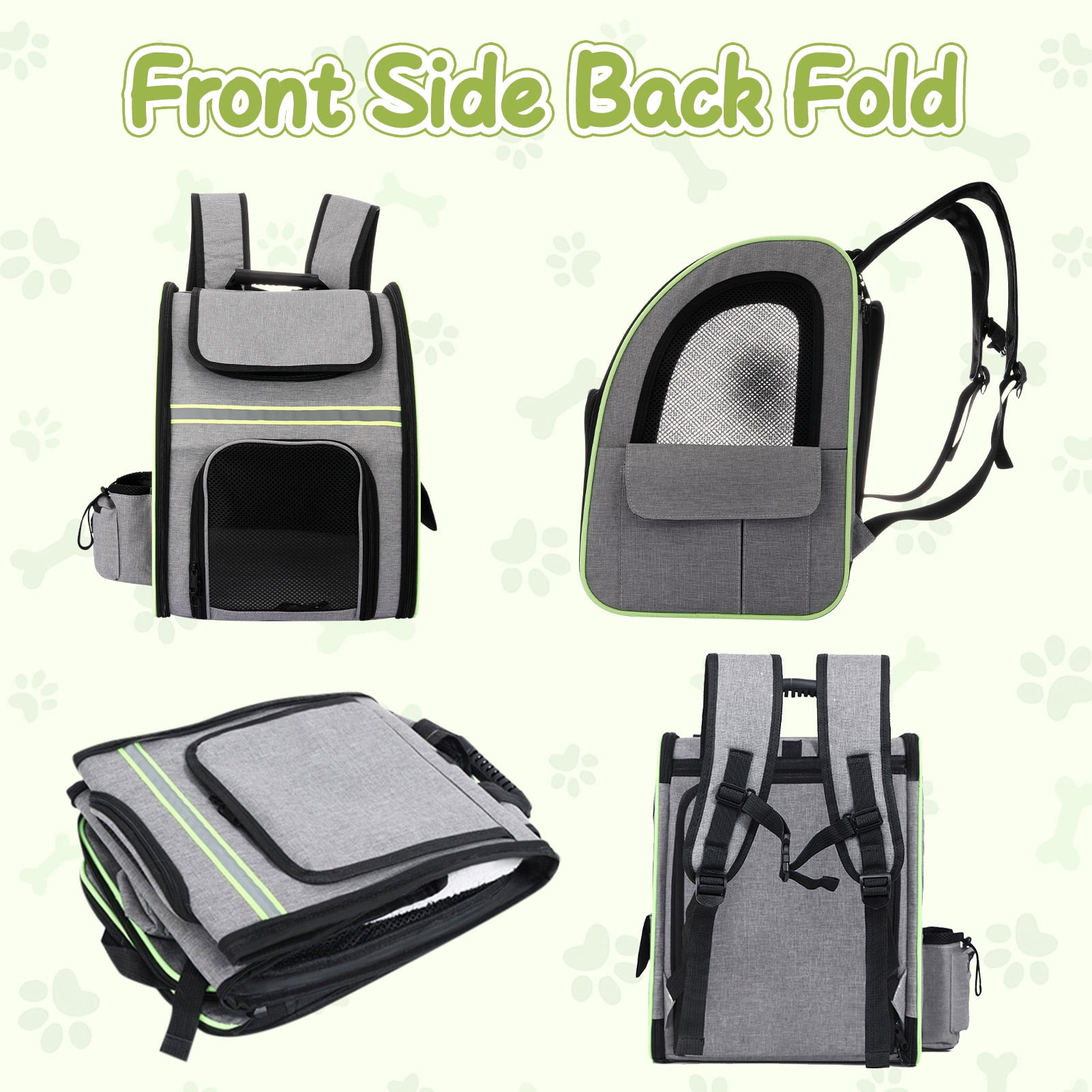 Pet Backpack, Expandable Travel Carrier for Medium Cats and Small Dogs up to 17 lbs, Breathable Collapsible Bag for Hiking Travel Outdoor