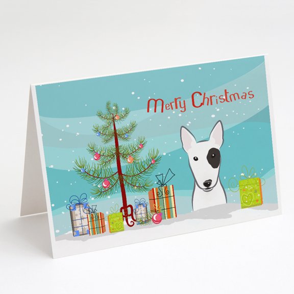 Caroline's Treasures Bull Terrier Christmas Greeting Cards with Envelopes, 5" x 7" (8 Count)