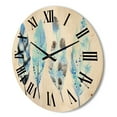 thumbnail image 3 of Designart 'Abstract Blue Boho Feathers I' Bohemian & Eclectic Wood Wall Clock, 3 of 5
