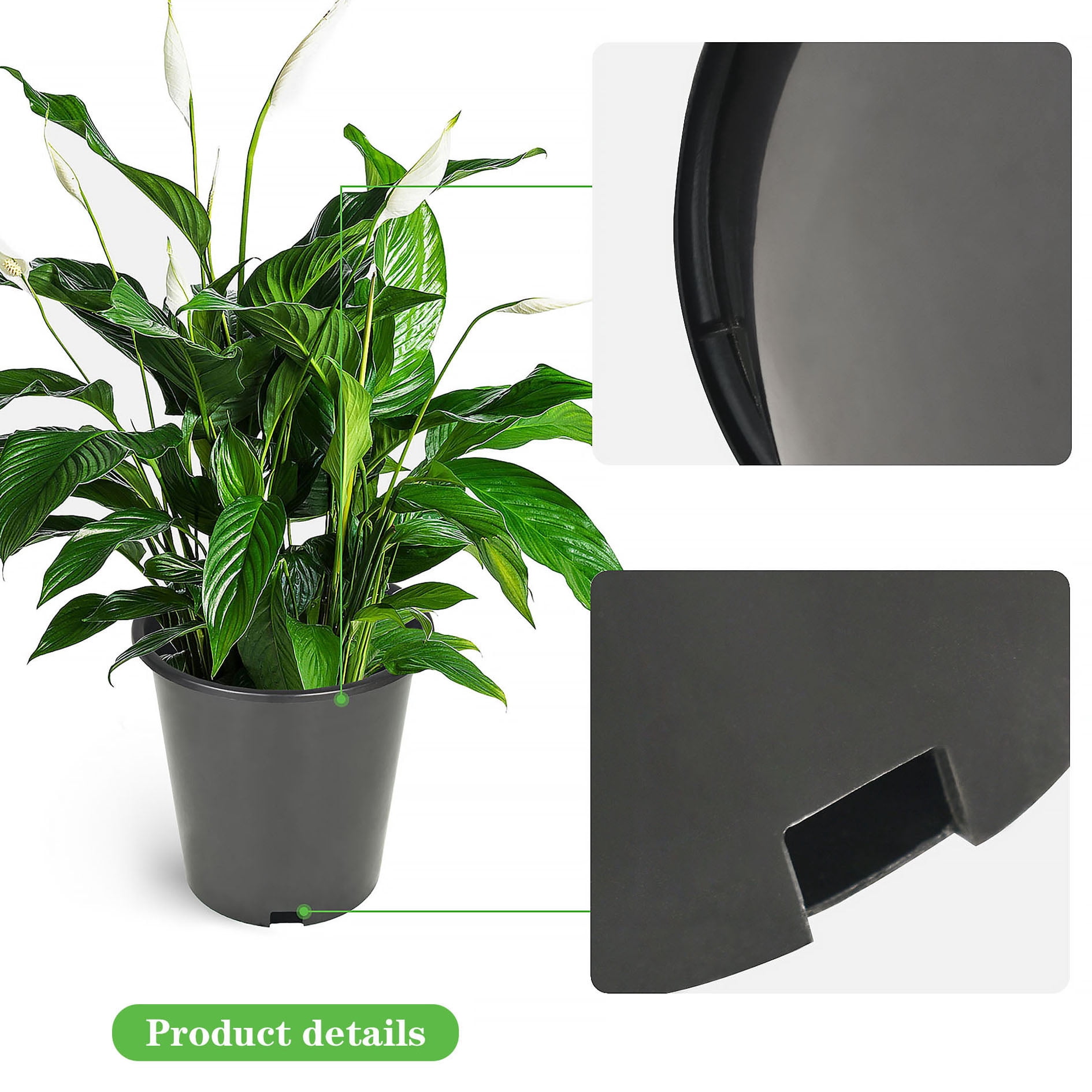 1LABLT 8.5'' x 5.9'' x 7'' Round Black Plastic Nursery Plant Pot with Reusable Feature (10 Count)