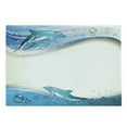 thumbnail image 1 of Ocean Cutting Board, Illustration of Dolphins on Sea Waves with Water Drops Framework Abstract, Decorative Tempered Glass Cutting and Serving Board, Large Size, Beige Blue Aqua, by Ambesonne, 1 of 1
