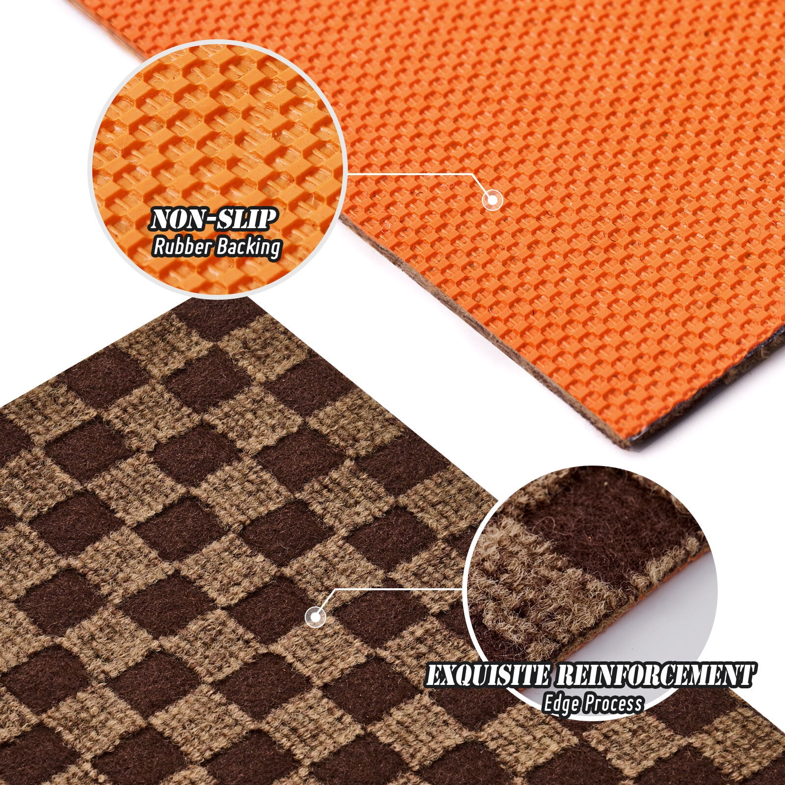 BESTVUE Runner Rug Outdoor Non Slips Carpet Runners Indoor Utility Area Rugs Mat for Kitchen Hallway Entryway Garage with Rubber Backing Checkred Brown 3ft x 4ft