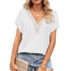 thumbnail image 1 of Camiseta De Raso De Encaje Camiseta de encaje para mujer Top satinado con cuello en V Basics Casual Tees Top Dailywear (Blanco XXL) Cgtredaw Para estrenar, 1 of 1