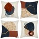 thumbnail image 1 of Juego de 4 fundas de almohada abstractas bohemias modernas de mediados de siglo, 18 x 18, estéticas, azul marino, naranja quemado, decoración geométrica minimalista para Couc, 1 of 5
