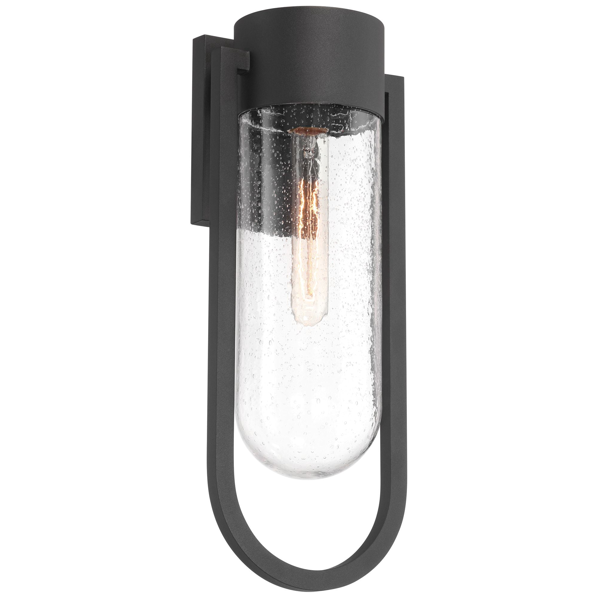 Possini Euro Design Villa Lane 18 1/2" High Modern Outdoor Wall Light Fixture Mount Porch Weatherproof Sand Black Glass Shade