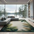 thumbnail image 2 of ODIKA 8'x10' Washable Area Rug Durable, Non-Slip Palm Leaf Botanical Tropical With Symmetrical Foliage Border for Living Room, Under Sectional, Family, 2 of 7