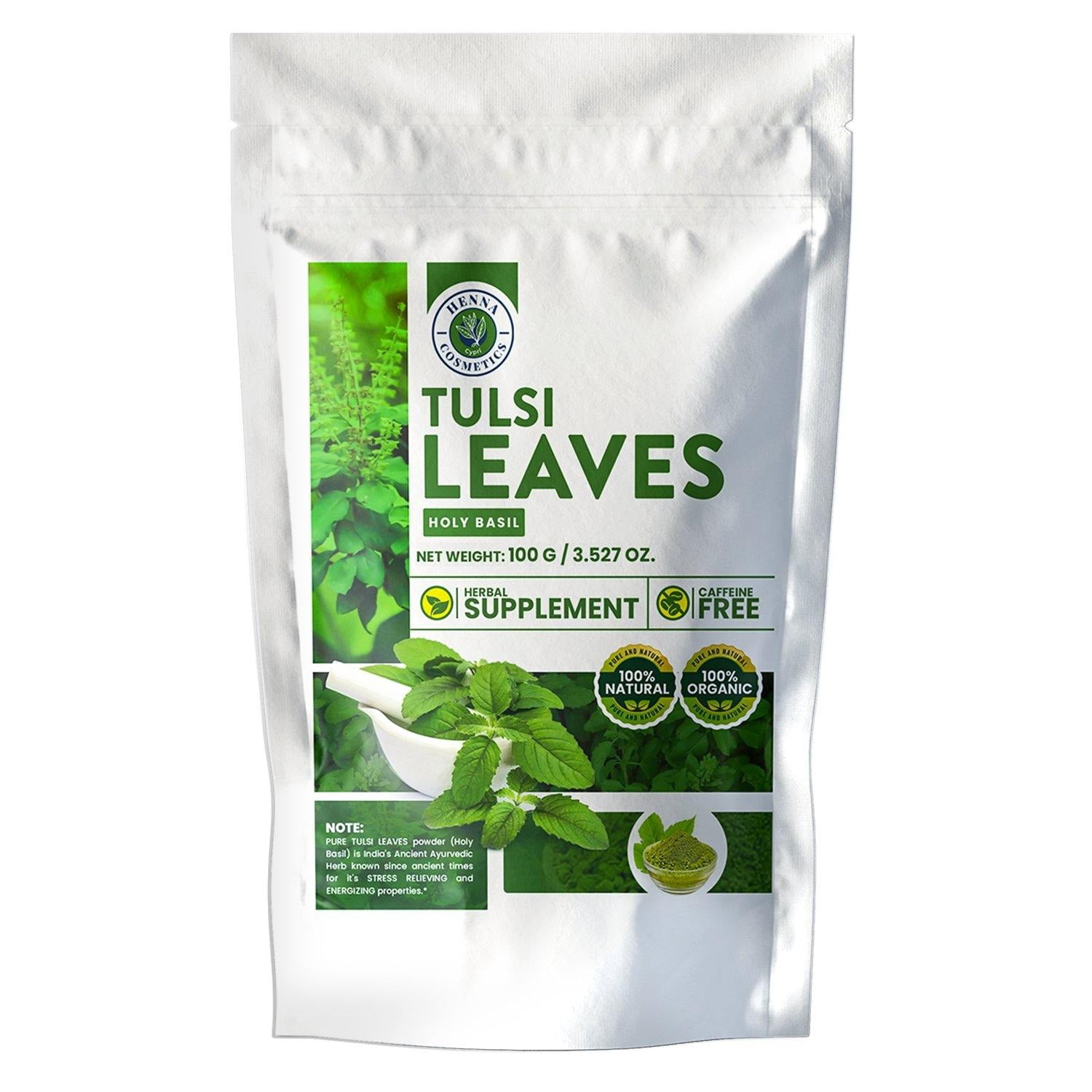 Tulsi Leaves Powder Basil) Grams (3.53 oz.) Herbal Supplement -