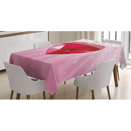 

Queen Tablecloth Vibrant Red Love Heart with Princess Crown Cartoon Style Romantic Kids Girls Room Decor Rectangular Table Cover for Dining Room Kitchen 60 X 84 Inches Pink Red by Ambesonne
