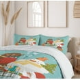 thumbnail image 6 of Ambesonne Christmas Duvet Cover Sets, Snowman Bear Fox Santa, 2-King, Pale Teal and Multicolor, 6 of 7