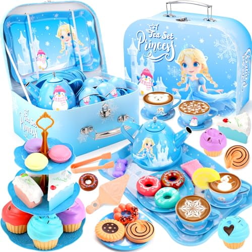 Tea Party Set for Little Girls Toys,Toys for Girls Gifts,Tea Sets for Toddlers 3-5,Pretend Play Kitchen Toy,Birthday Christmas Princess Gifts Toys for 3 4 5 6 7 8 Year Old Girls