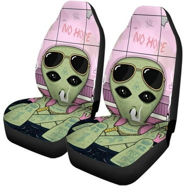 FMSHPON Set of 2 Car Seat Covers Alien Universal Auto Front Seats Protector Fits for Car,SUV Sedan,Truck